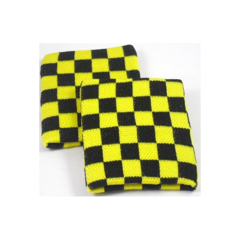 Fascia da braccio con fascia antisudore con design a scacchi nero e giallo
