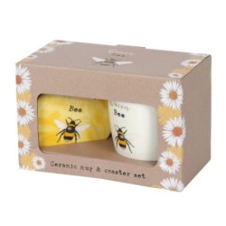 Queen Bee Keramiktasse und Untersetzer-Set
