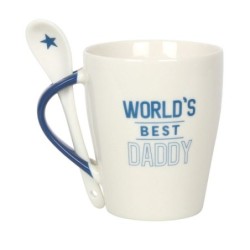 Set aus Keramiktasse und Löffel „World's Best Daddy“.