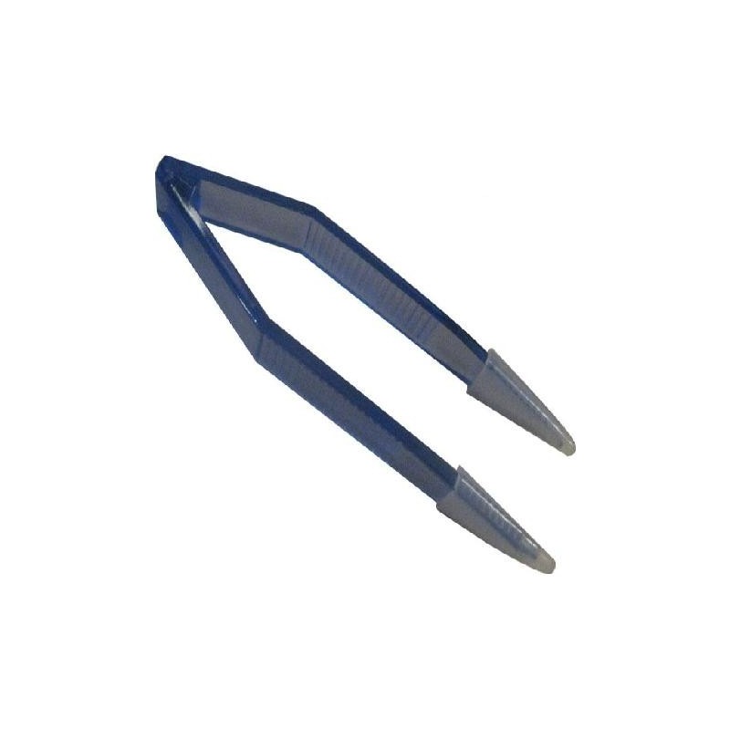 Pinzas azules eléctricas para manipular lentes de contacto.