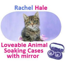 Lindo gatito Rachel Hale estuche para remojar lentes de contacto