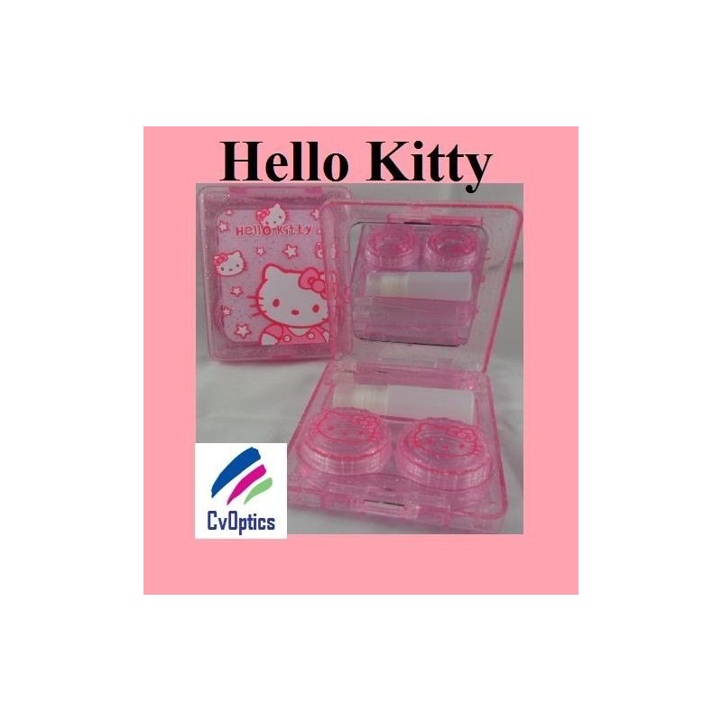 Kit de voyage pour lentilles de contact rose Hello Kitty avec miroir