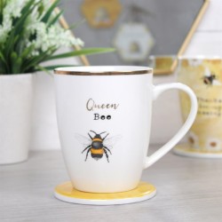 Queen Bee Keramiktasse und Untersetzer-Set