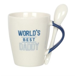 Set aus Keramiktasse und Löffel „World's Best Daddy“.