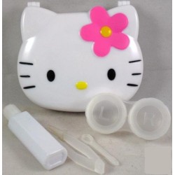 Kit de viaje para remojo y almacenamiento de lentes de contacto Hello Kitty blanco