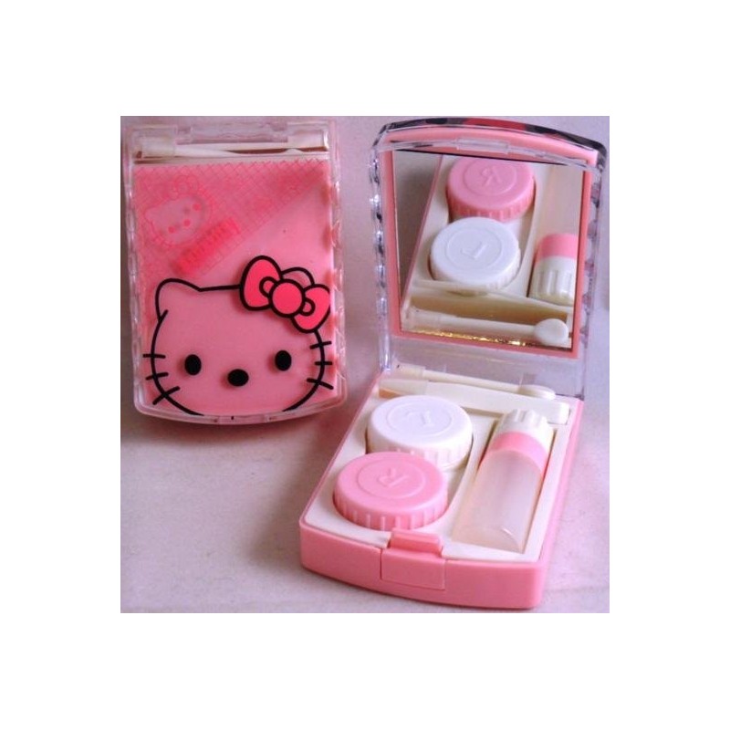 Pink Hello Kitty Contact Lens Storage Soaking Travel Kit