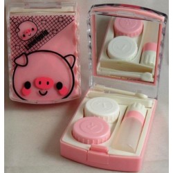Kit de viaje para remojo y almacenamiento de lentes de contacto Lovely Pink Pig