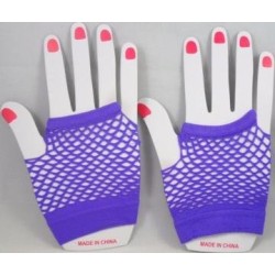 Short Neon Fishnet Fingerless Gloves one size - Purple