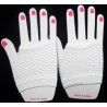 Short Neon Fishnet Fingerless Gloves one size - White