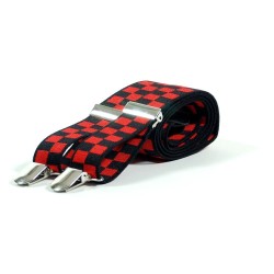 Unisex Printed Red & Black Chequered Fashion Braces