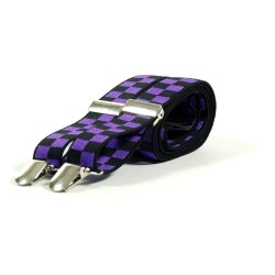 Unisex Printed Purple & Black Chequered Fashion Braces