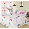 66\" x 72\" Coloured Horse Silhouette Design White Pencil Pleat Curtains With Tie Backs 