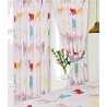 66\" x 54\" Coloured Horse Silhouette Design White Pencil Pleat Curtains With Tie Backs 