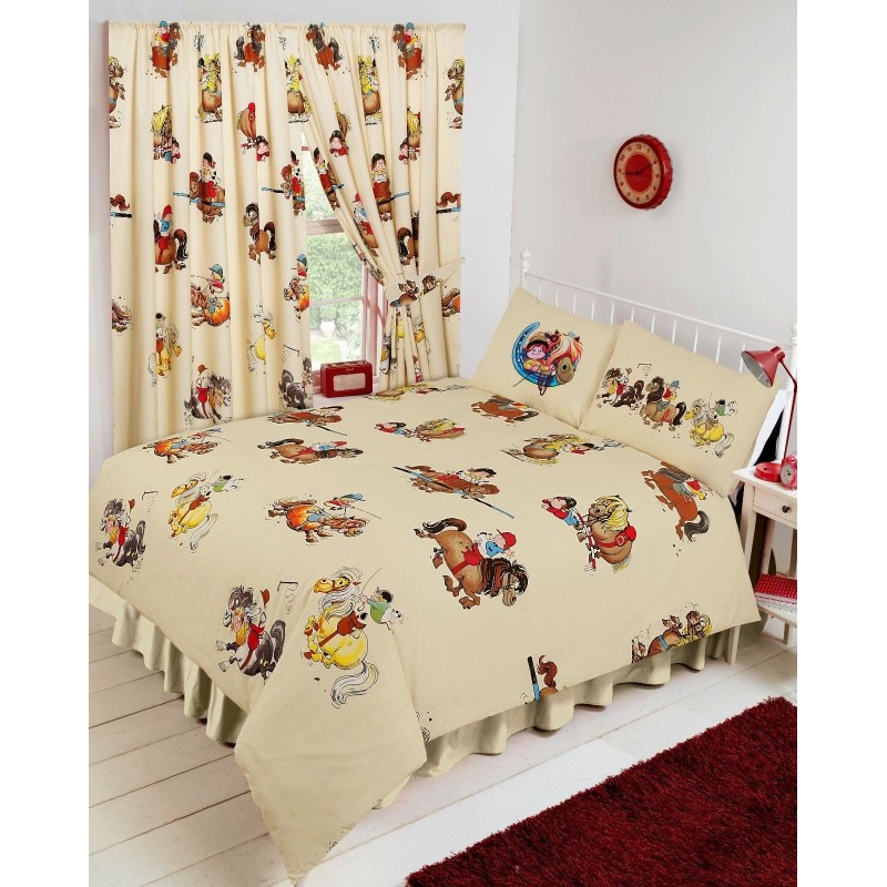 Thelwell Parure de lit double avec motif dessin animé, dressage, cheval, poney