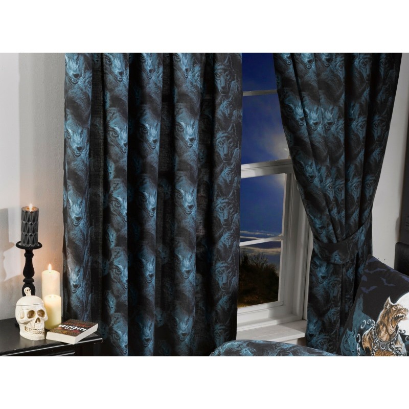 66\"x72\" Alchemy Loups Garou Design Gothic Curtains & Tie Backs