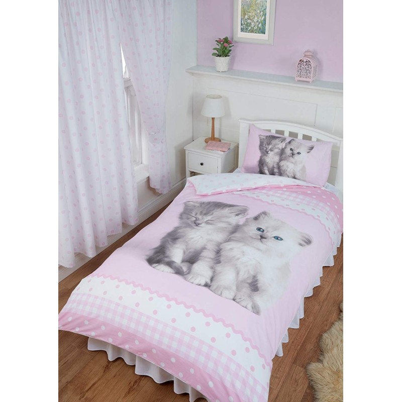 Single Size Misty & Mac Cute Kittens Design Reversible Duvet Cover & Matching Pillowcase