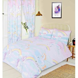 King Size Rainbow Flying Unicorn Pegasus Design Duvet Cover & Matching Pillowcase