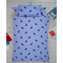 Single Size 3D Shark Fin Reversible Design Duvet Cover & Matching Pillowcase