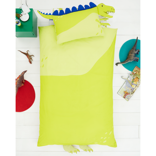 Single Size 3D Dinosaur Reversible Design Duvet Cover & Matching Pillowcase