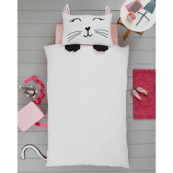Single Size 3D Cat Reversible Design Duvet Cover & Matching Pillowcase