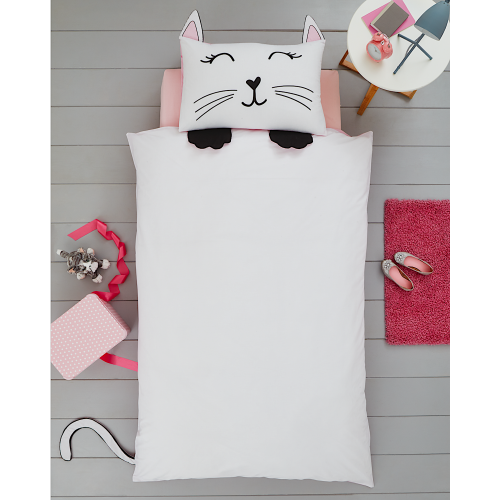 Single Size 3D Cat Reversible Design Duvet Cover & Matching Pillowcase