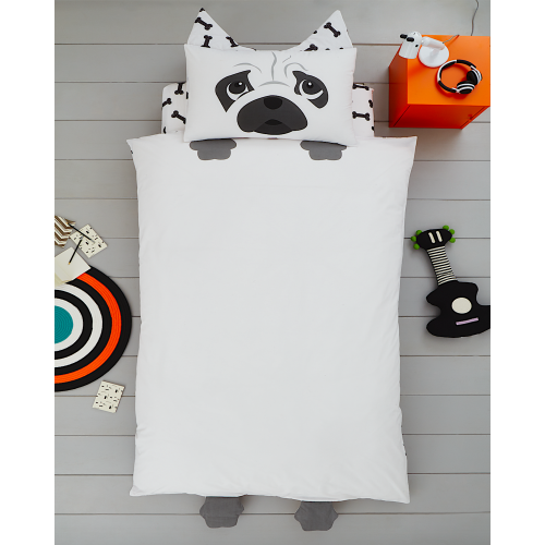 Single Size 3D Pug Dog Reversible Design Duvet Cover & Matching Pillowcase