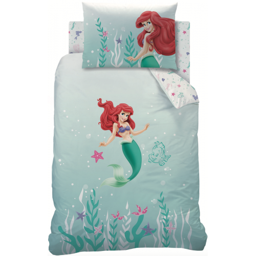 Single Size Arial Mermaid Reversible Under The Sea Design Duvet Cover & Matching Pillowcase