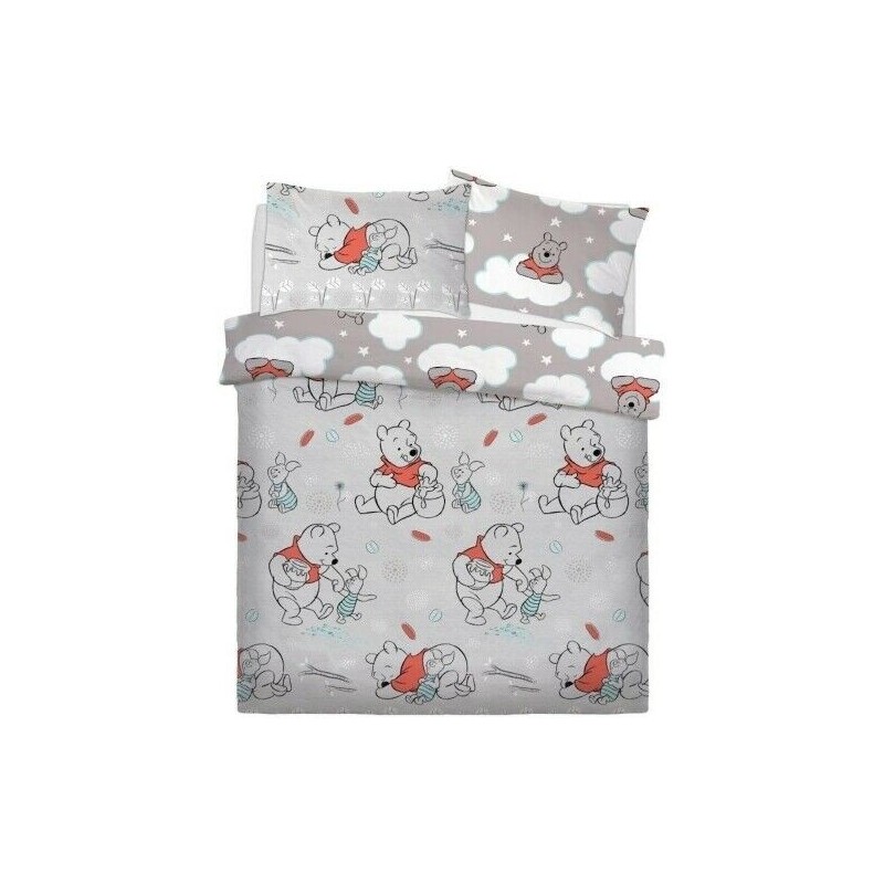 Double Size Winnie The Pooh & Piglet Design Duvet Cover & Matching Pillowcases