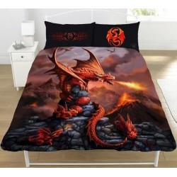 Double Size Fire Dragon Anne Stokes Design Reversible Duvet Cover & Matching Pillowcases