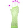 Dos guantes largos sin dedos de rejilla neón talla única - Verde