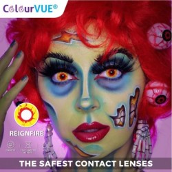 ColourVUE Lentes de contacto de colores Crazy Halloween de 1 día de uso Reignfire Amarillo Rojo