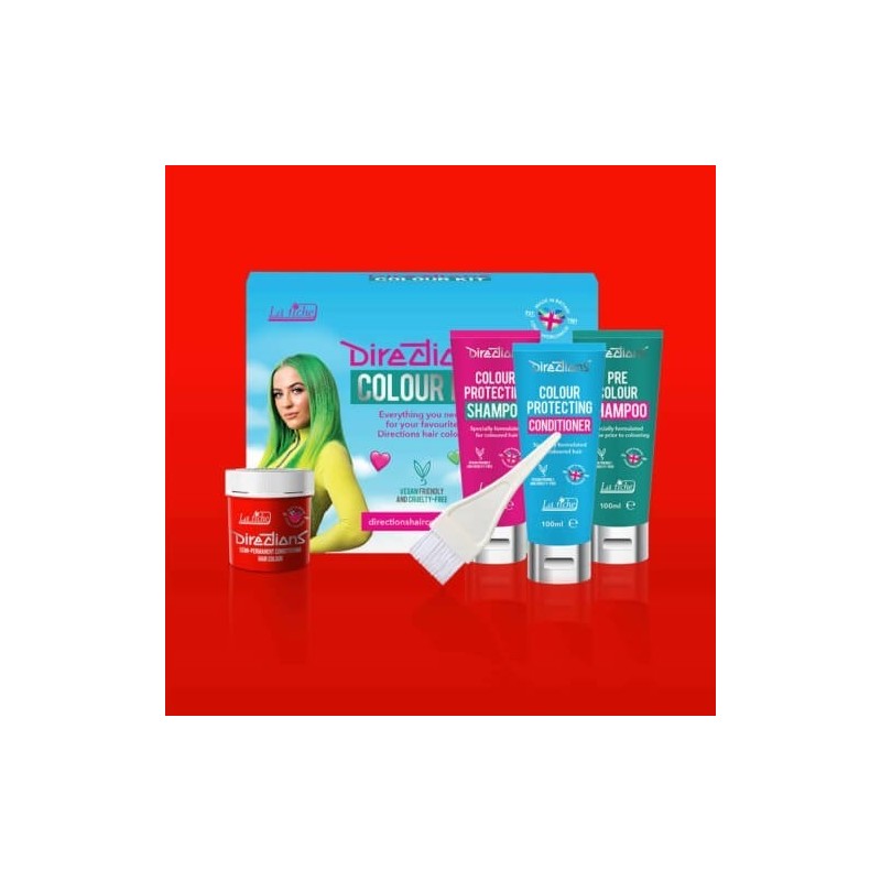 Instrucciones Kit de color de cabello rojo neón